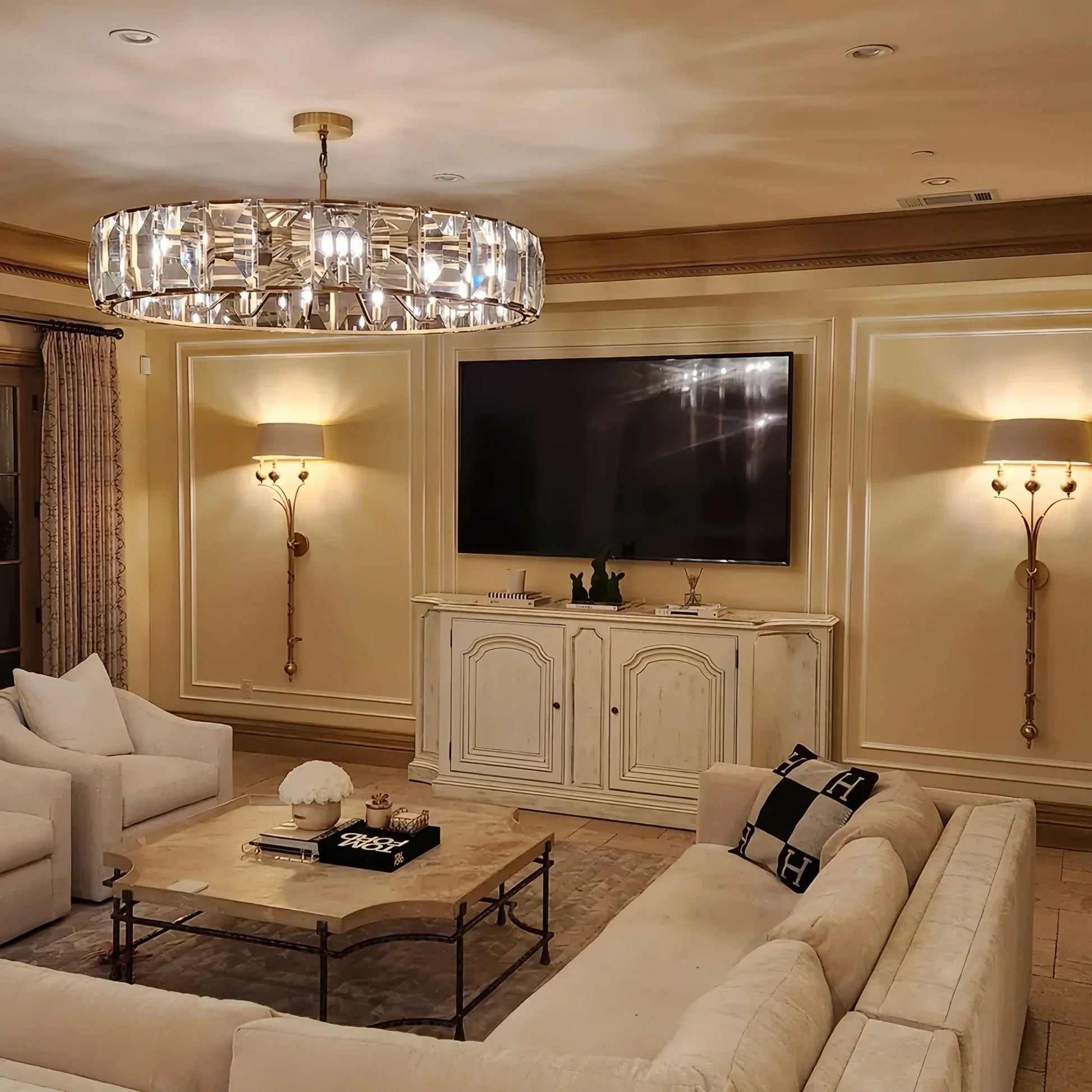 Herlow Crystal Modern Round Chandelier Elegant Ceiling Light Fixture-