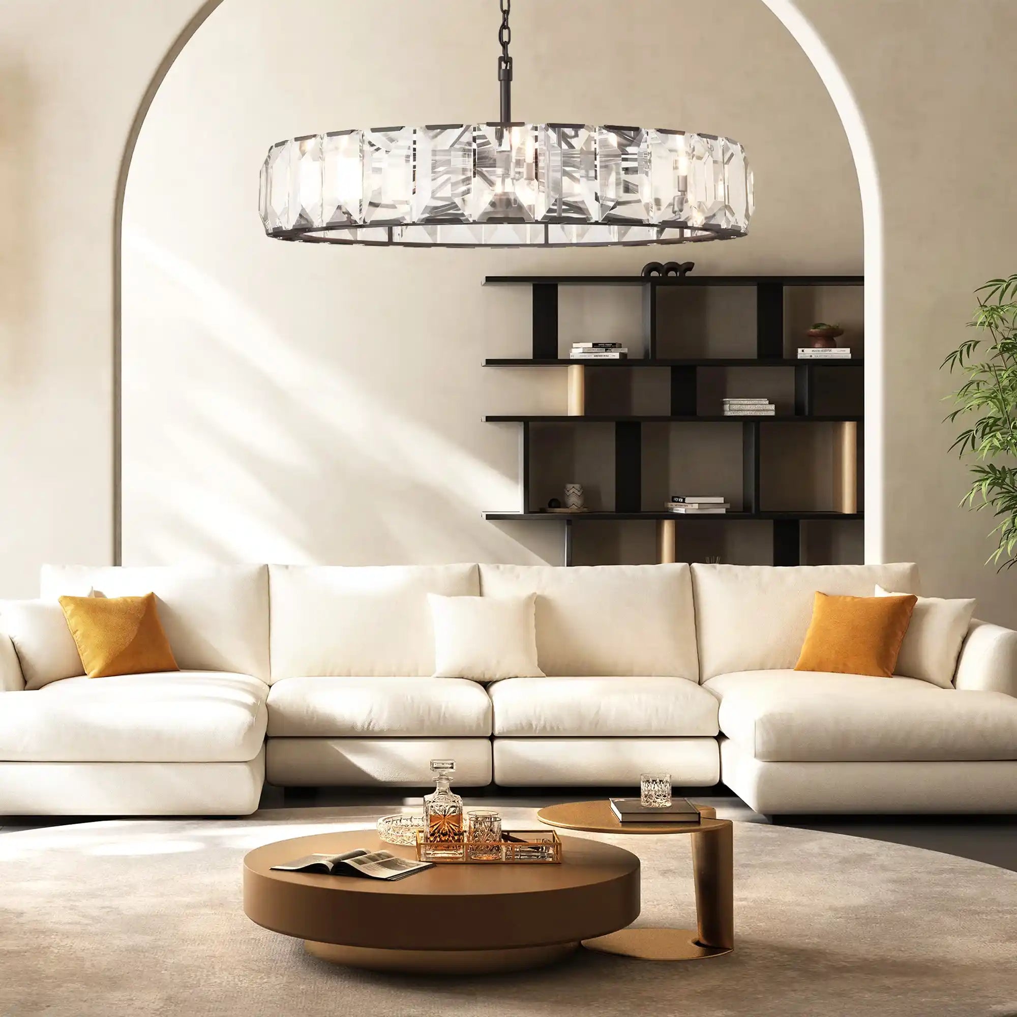Velora Crystal Modern Round Chandelier Elegant Ceiling Light Fixture