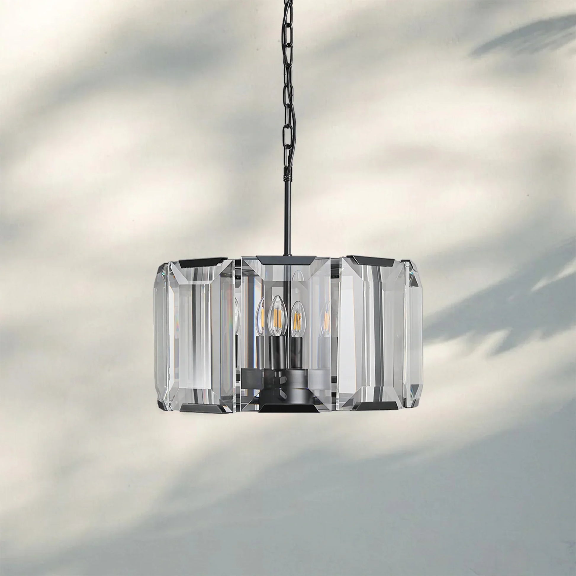 Herlow Crystal Modern Round Chandelier Elegant Ceiling Light Fixture-