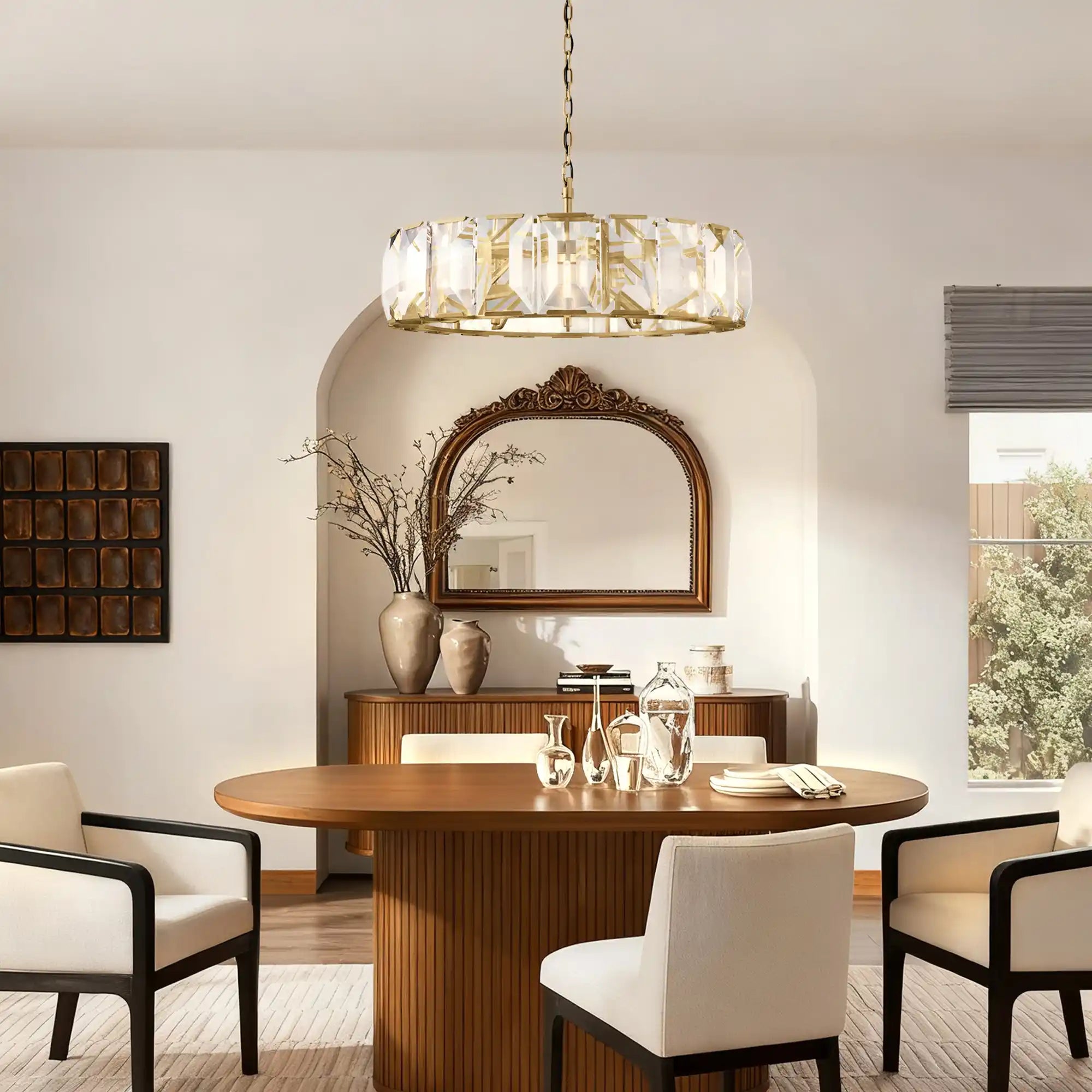 Velora Crystal Modern Round Chandelier Elegant Ceiling Light Fixture