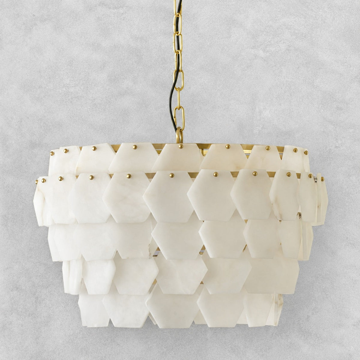 Hexa Cloud Gold & White Alabaster Pendant Light– 23.6" Diameter