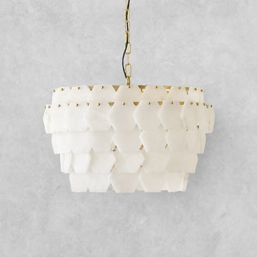 Hexa Cloud Gold & White Alabaster Pendant Light– 23.6" Diameter