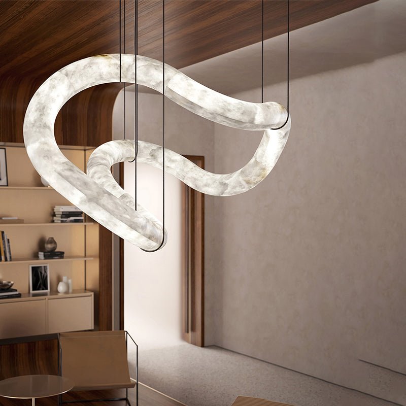 Infinity Alabaster Pendant Light for Entryway – Modern Symmetrical Entrance Lighting - Trivellolab