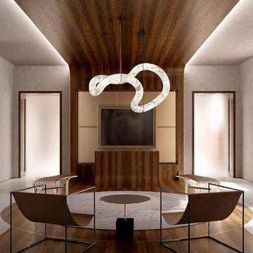 Infinity Alabaster Pendant Light for Entryway – Modern Symmetrical Entrance Lighting - Trivellolab