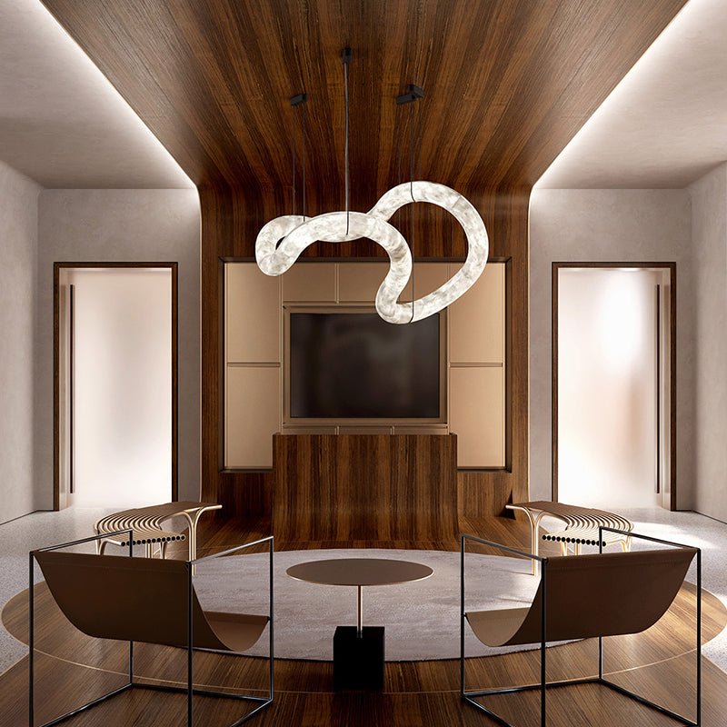 Infinity Alabaster Pendant Light for Entryway – Modern Symmetrical Entrance Lighting - Trivellolab