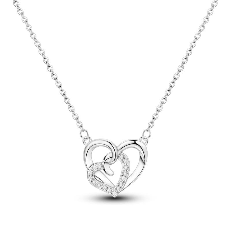 Trivellolab Interlocking Sparkling Hearts Pendant Necklace