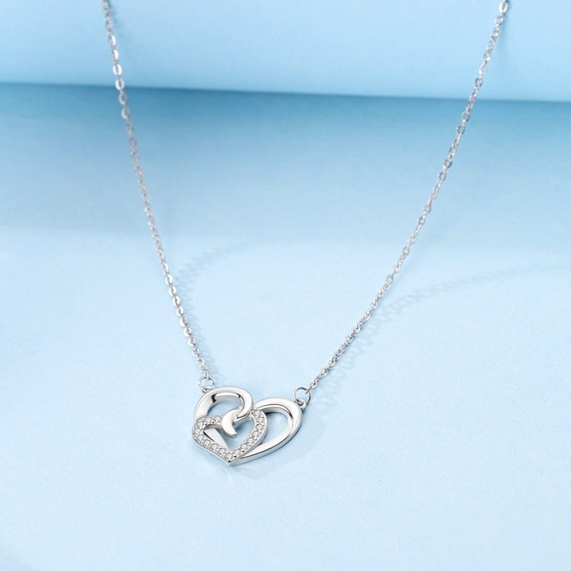 Trivellolab Interlocking Sparkling Hearts Pendant Necklace