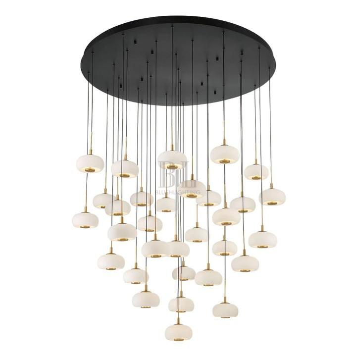 Lanterns Glass 31 Light Round LED Chandelier - Antique BrassTrivellolab