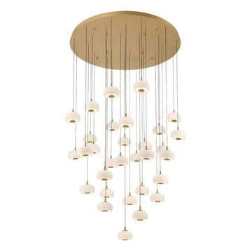 Lanterns Glass 31 Light Round LED Chandelier - Antique BrassTrivellolab