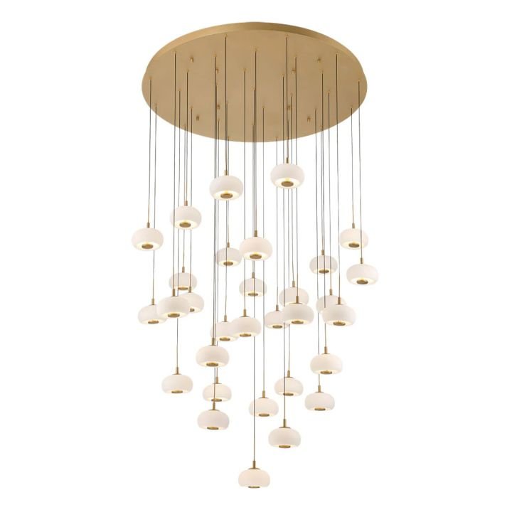 Lanterns Glass 31 Light Round LED Chandelier - Antique BrassTrivellolab