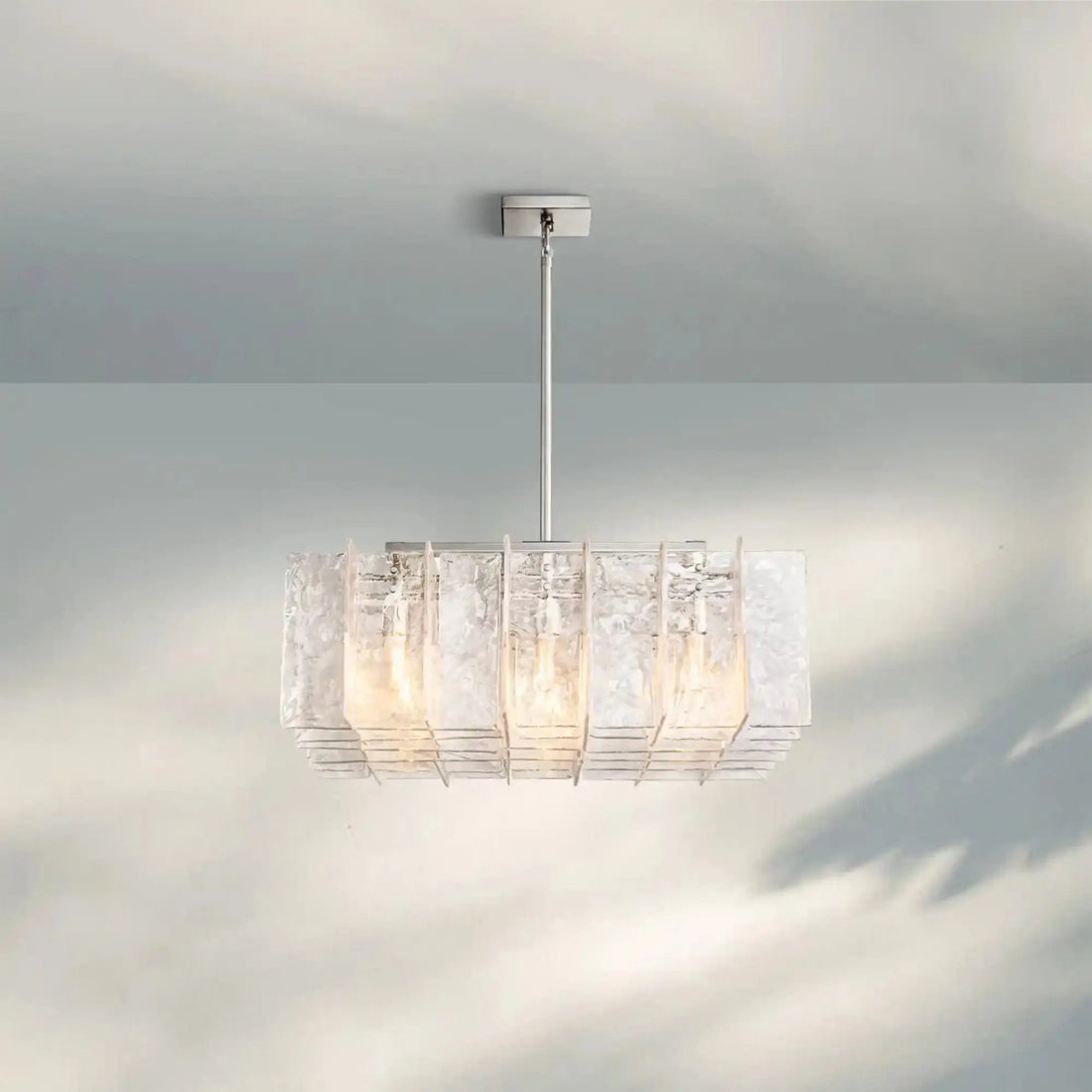 Lattic Clear/Smoke Class Square Chandelier 37'' For living room-Brass-Clear-Blushlighting