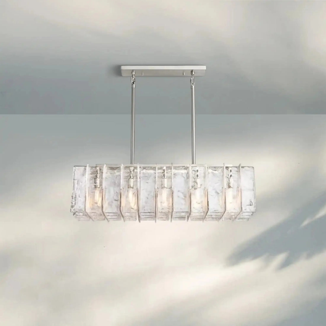 Lattic Smoke Glass Rectangular Chandelier 49'' 67''-Blushlighting