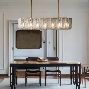 Lattic Smoke Glass Rectangular Chandelier 49'' 67''-Blushlighting