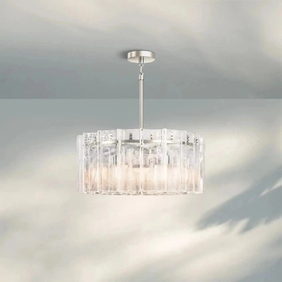 Lattic Smoke Glass Round Chandelier 36'' 48'' - 48''ClearLacquered Burnished BrassBlushlighting
