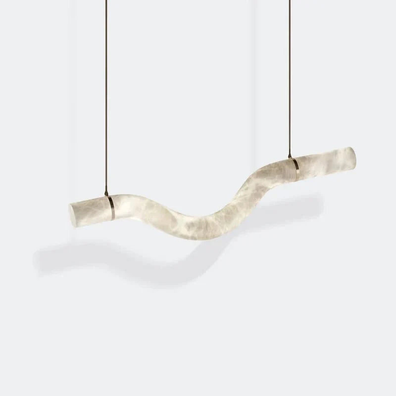 Liberty Curved Pendant Alabaster Chandelier, Pendant Light Over Dining Table - Style ABrassTrivellolab