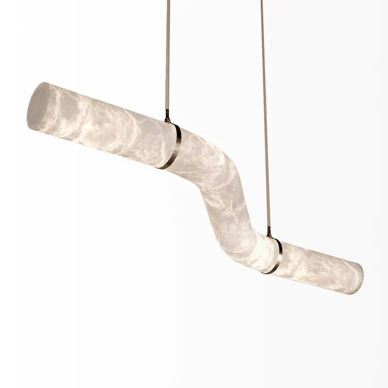 Liberty Curved Pendant Alabaster Chandelier, Pendant Light Over Dining Table - Style ABrassTrivellolab