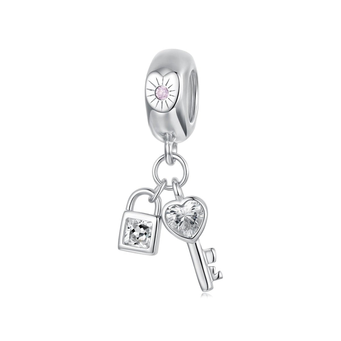 Trivellolab Lock & Key Love Sparkle Dangle Charm