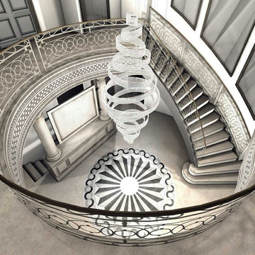 Long Crystal Tassel Rings Chandelier Extra Large Living Room Staircase High Ceiling Lighting Fixture - 11 Rings/ D47.2"*H118.1"Warm LightTrivellolab