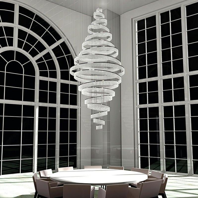Long Crystal Tassel Rings Chandelier Extra Large Living Room Staircase High Ceiling Lighting Fixture - 11 Rings/ D47.2"*H118.1"Warm LightTrivellolab