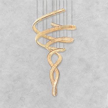 Long Spiral Crystal Chandelier with Stainless Steel Frame