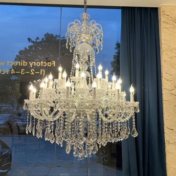 Luxury Classic Clear Crystal Chandelier for Foyer/Staircase/Entryway/Hallway - 12 Lights/D29.5"*H37.4"Warm LightTrivellolab