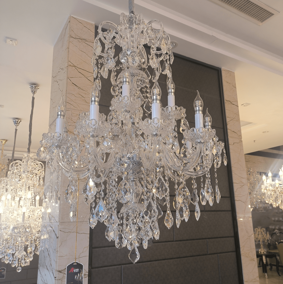 Luxury Classic Clear Crystal Chandelier for Foyer/Staircase/Entryway/Hallway - 15 Lights/D31.5"*H41.34"Warm LightTrivellolab