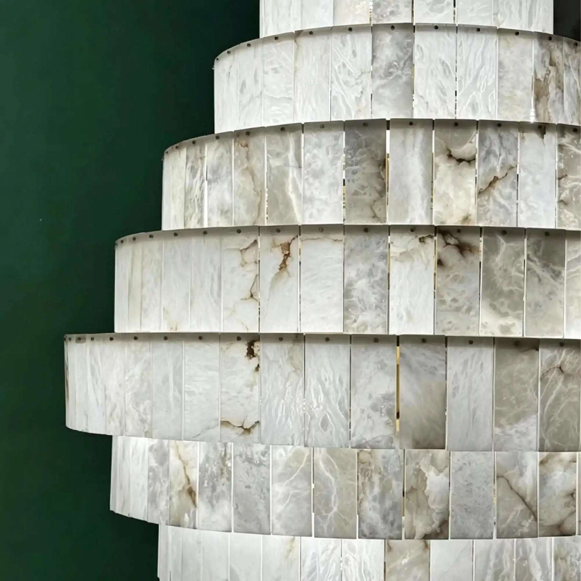 Luxury Sculpted Pyramid-Tier Alabaster Chandelier for High Ceiling - D48.03"*H44.09"(D122cm*H112cm)/85kgWarm Light 3000KTrivellolab