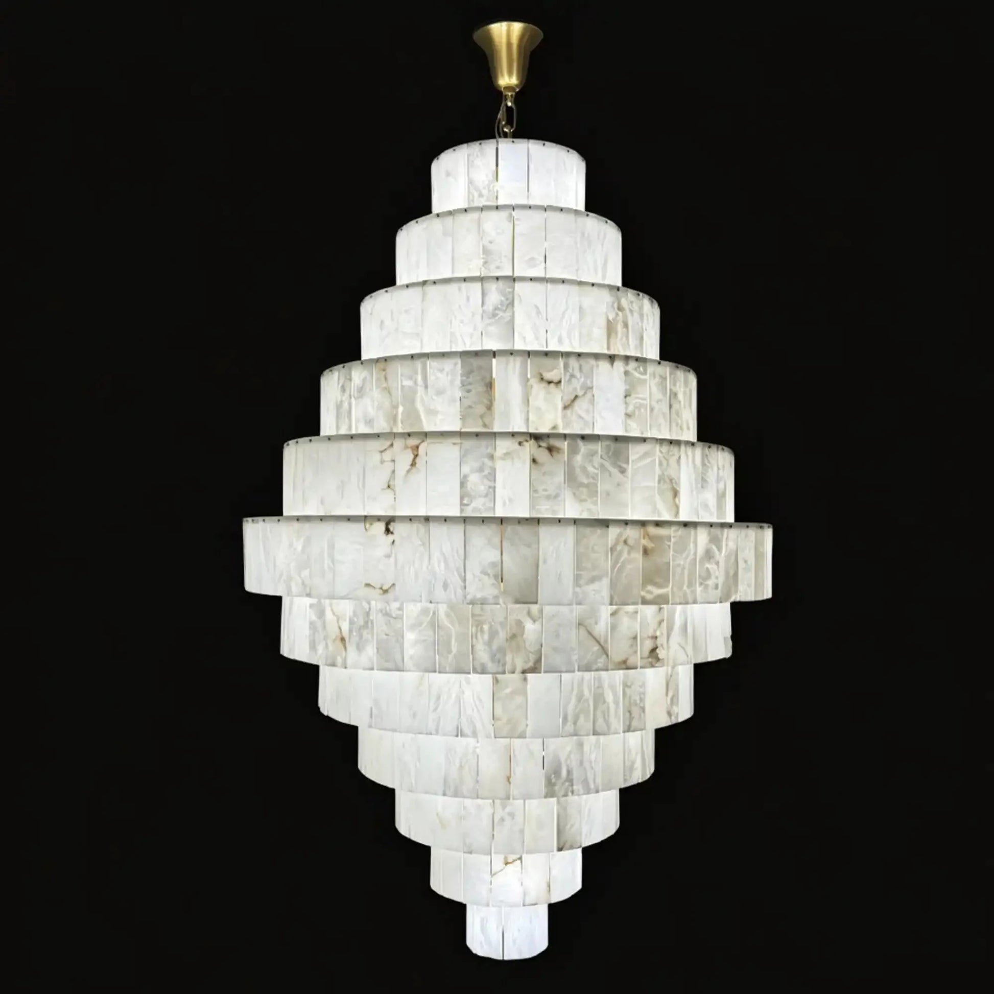 Luxury Sculpted Pyramid-Tier Alabaster Chandelier for High Ceiling - D48.03"*H44.09"(D122cm*H112cm)/85kgWarm Light 3000KTrivellolab