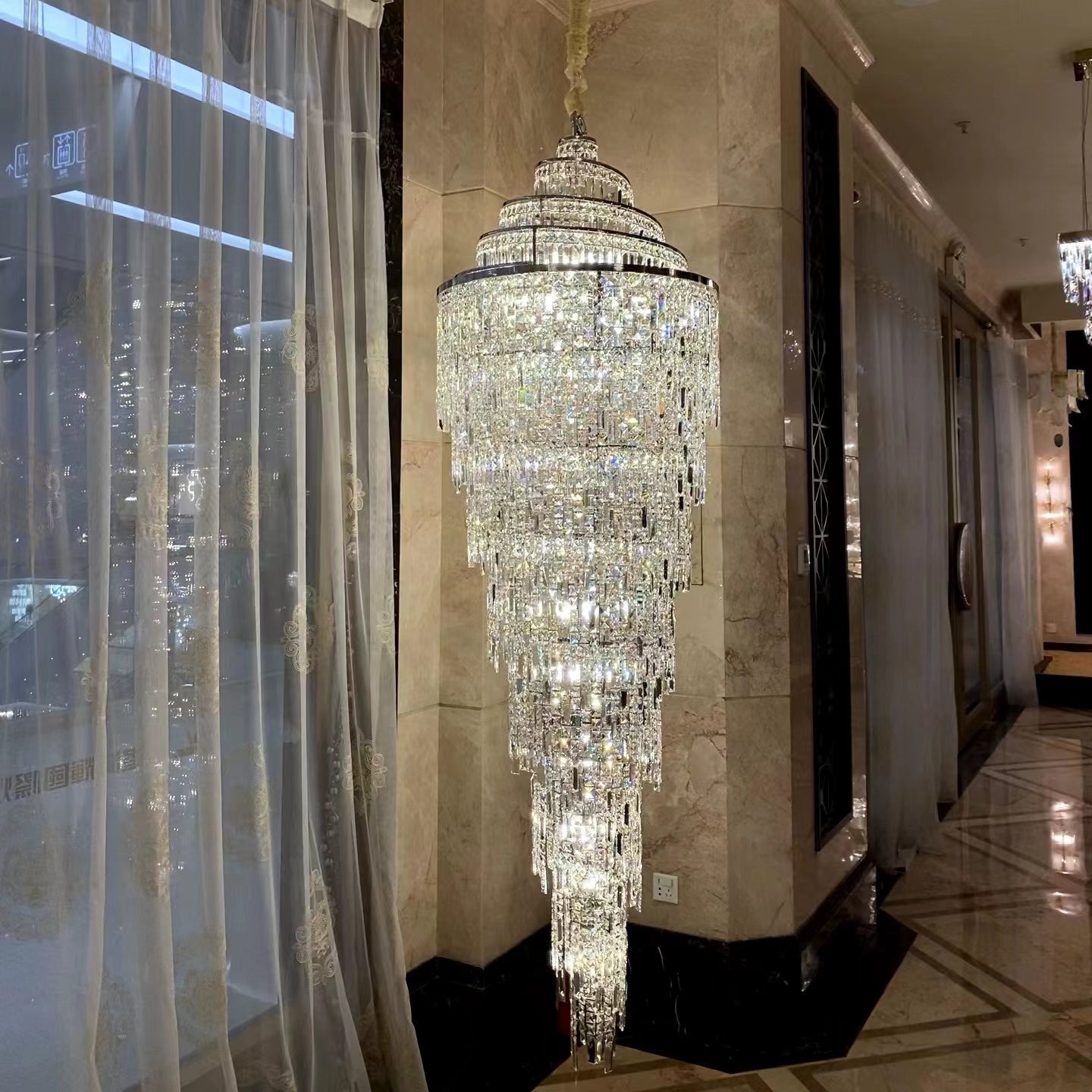 Luxury Spiral Crystal Chandelier For Foyer / Staircase - D23.6"*H82.6"Warm LightTrivellolab