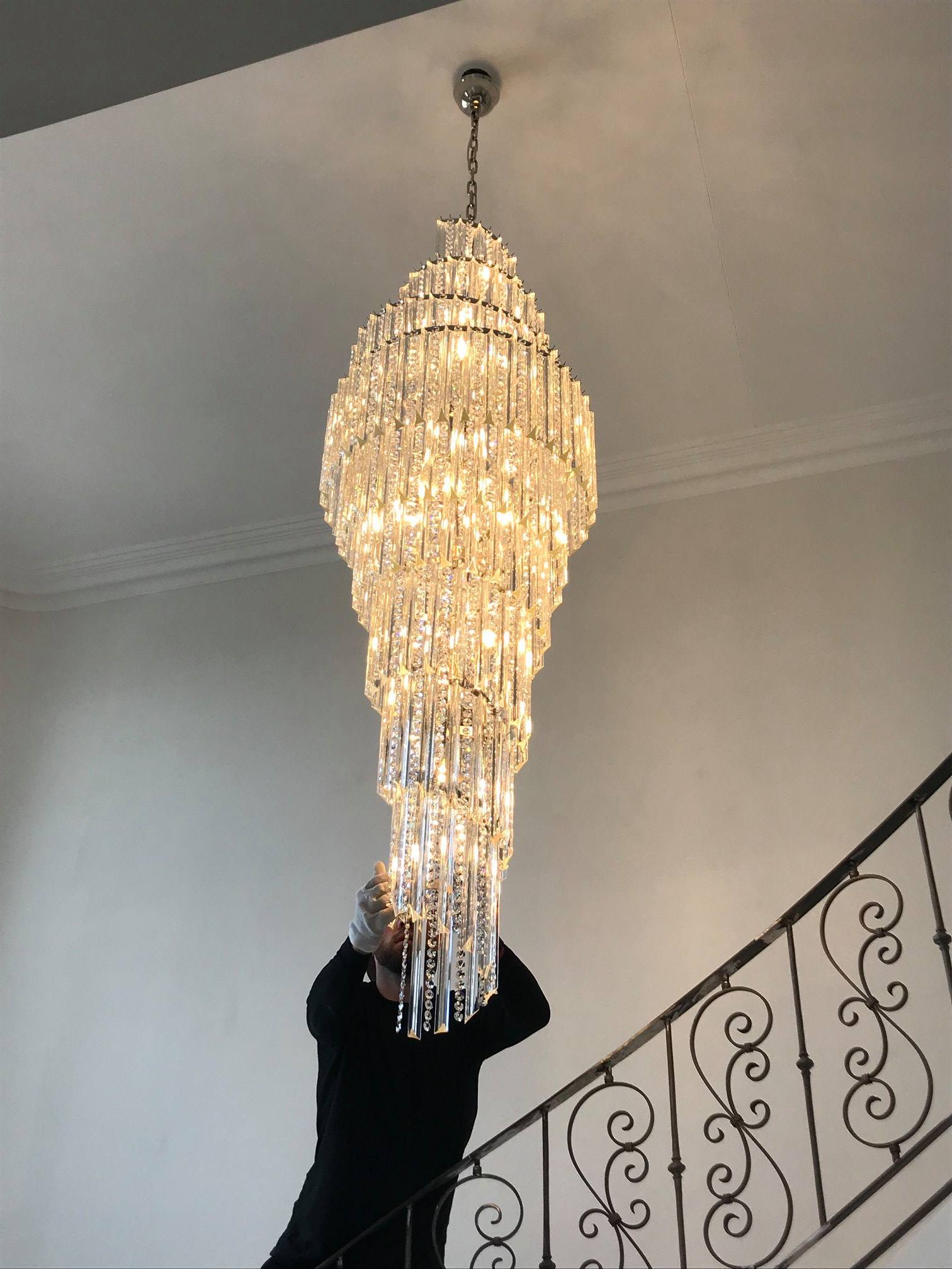 Luxury Spiral Crystal Chandelier for High - ceiling/Foyer/Staircase - D21.6"*H86.6"/60.4kgWarm LightTrivellolab