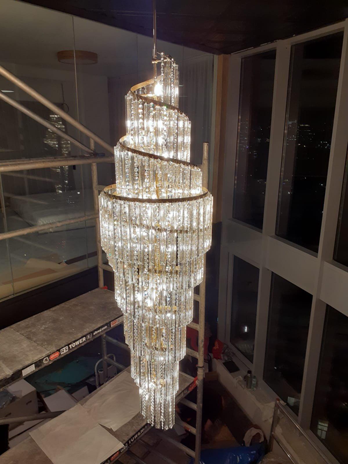 Luxury Spiral Crystal Chandelier for High - ceiling/Foyer/Staircase - D21.6"*H86.6"/60.4kgWarm LightTrivellolab