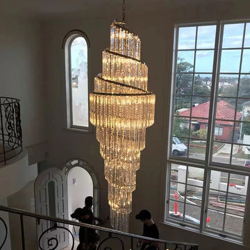 Luxury Spiral Crystal Chandelier for High - ceiling/Foyer/Staircase - D21.6"*H86.6"/60.4kgWarm LightTrivellolab