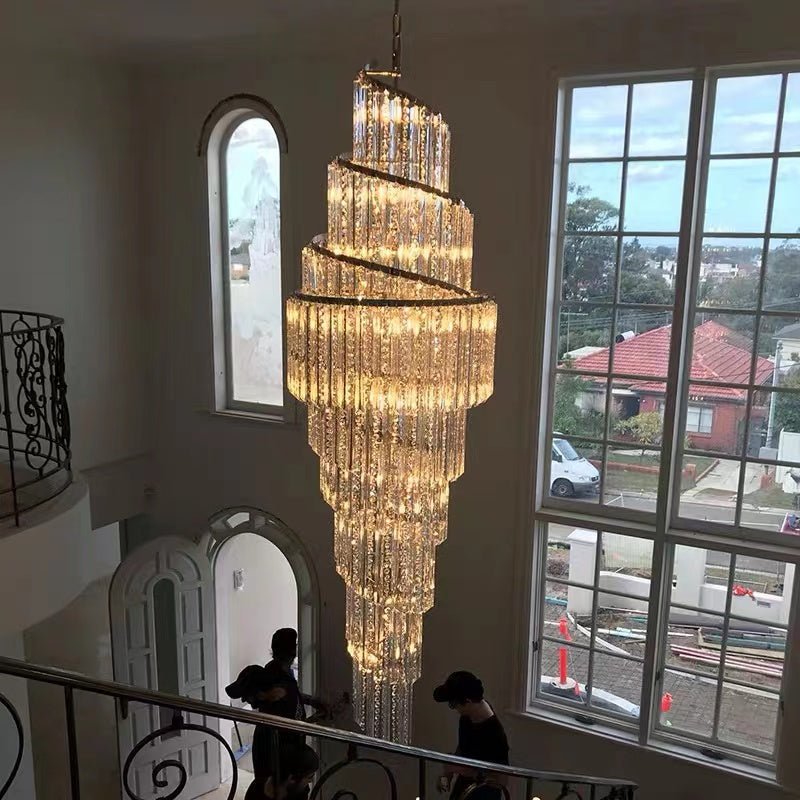 Luxury Spiral Crystal Chandelier for High - ceiling/Foyer/Staircase - D21.6"*H86.6"/60.4kgWarm LightTrivellolab
