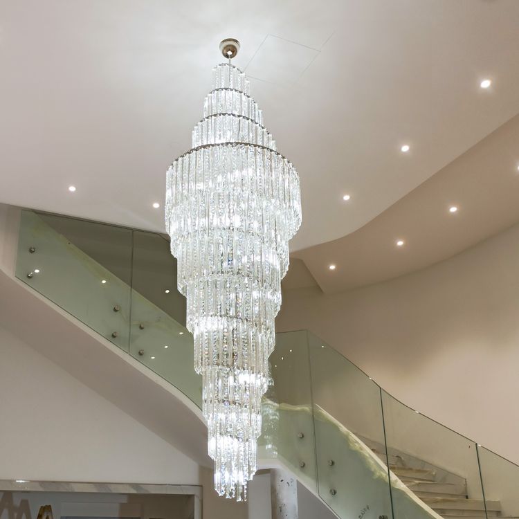 Luxury Spiral Crystal Chandelier for High - ceiling/Foyer/Staircase - D31.5"*H126"/110kgWhite LightTrivellolab