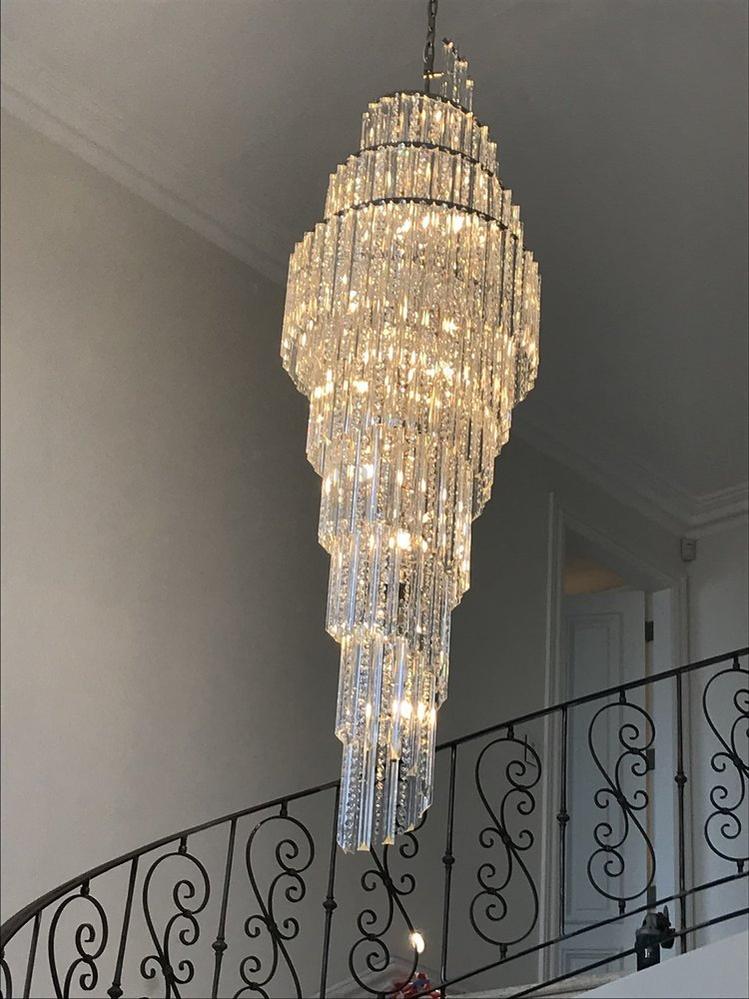 Luxury Spiral Crystal Chandelier for High - ceiling/Foyer/Staircase - D21.6"*H86.6"/60.4kgWarm LightTrivellolab