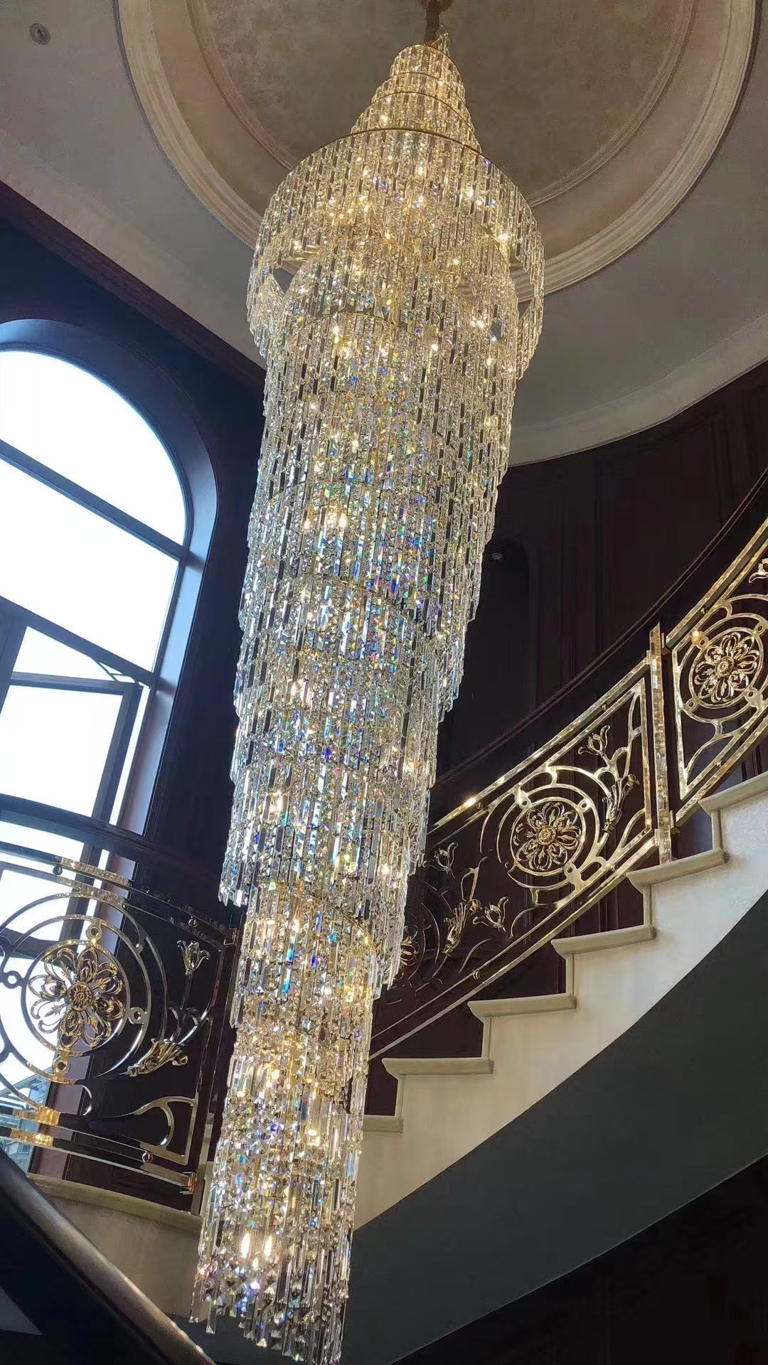 Luxury Spiral Crystal Chandelier for High - ceiling/Foyer/Staircase - D31.5"*H126"/110kgWarm LightTrivellolab