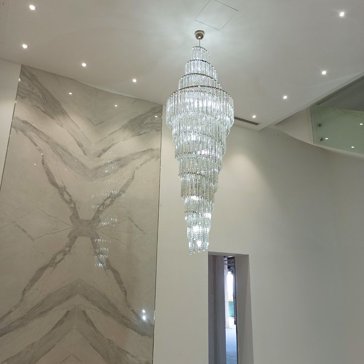 Luxury Spiral Crystal Chandelier for High - ceiling/Foyer/Staircase - D31.5"*H126"/110kgWhite LightTrivellolab