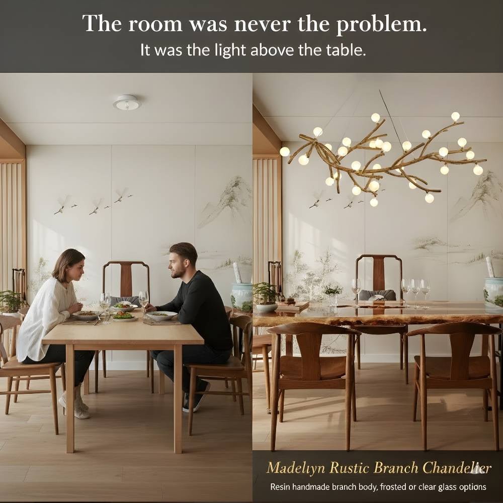 Madelyn Rustic Branch Chandelier Frosted/Clear Ball - Frosted BallWarm White 3000K28Trivellolab
