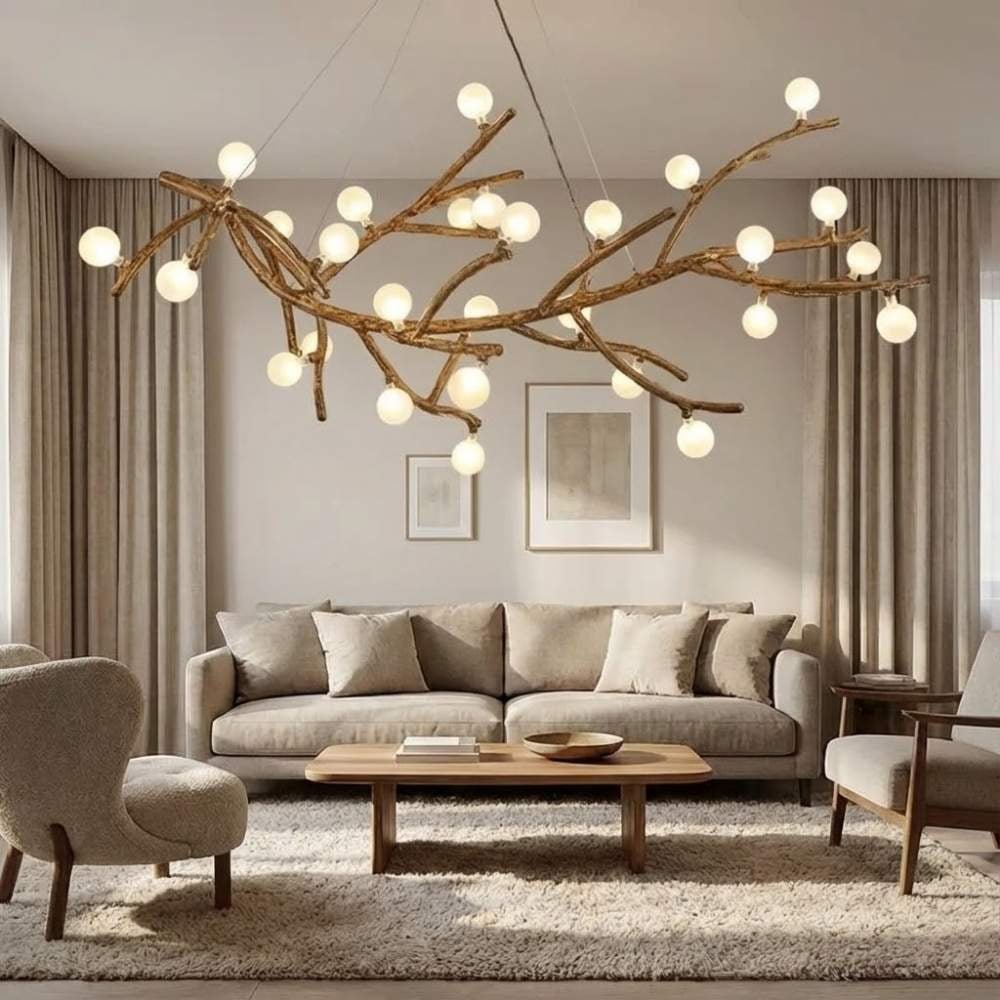 Madelyn Rustic Branch Chandelier Frosted/Clear Ball - Frosted BallWarm White 3000K28Trivellolab
