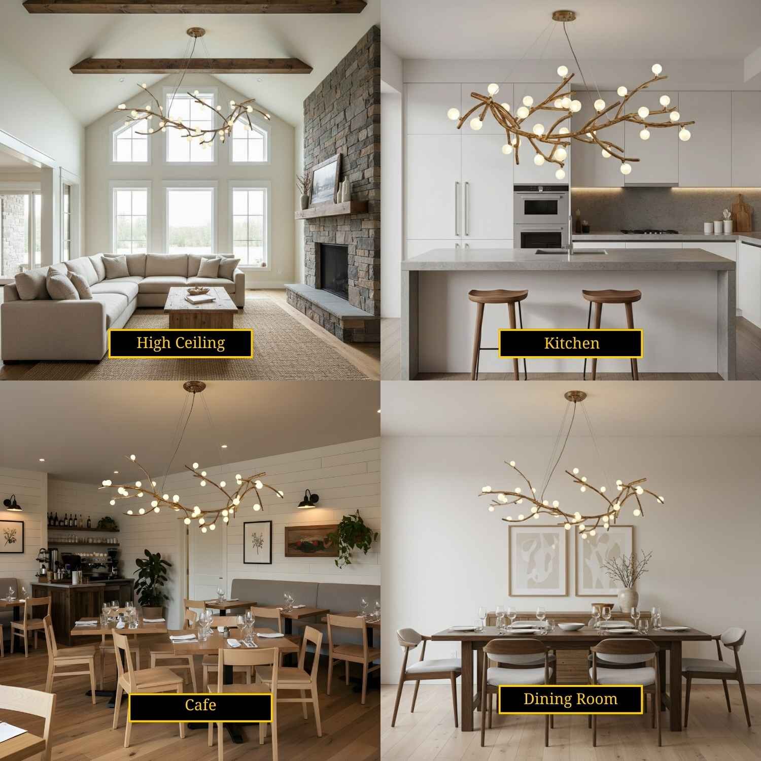 Madelyn Rustic Branch Chandelier Frosted/Clear Ball - Frosted BallWarm White 3000K28Trivellolab
