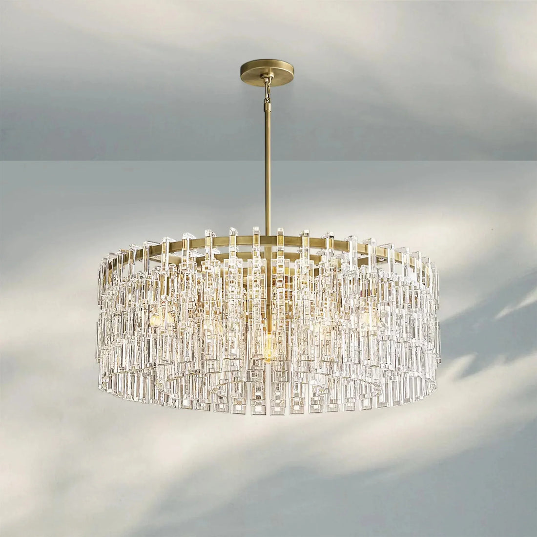 Marigan K9 Crystal Round Chandelier for Living Room-Round 36''-Black-