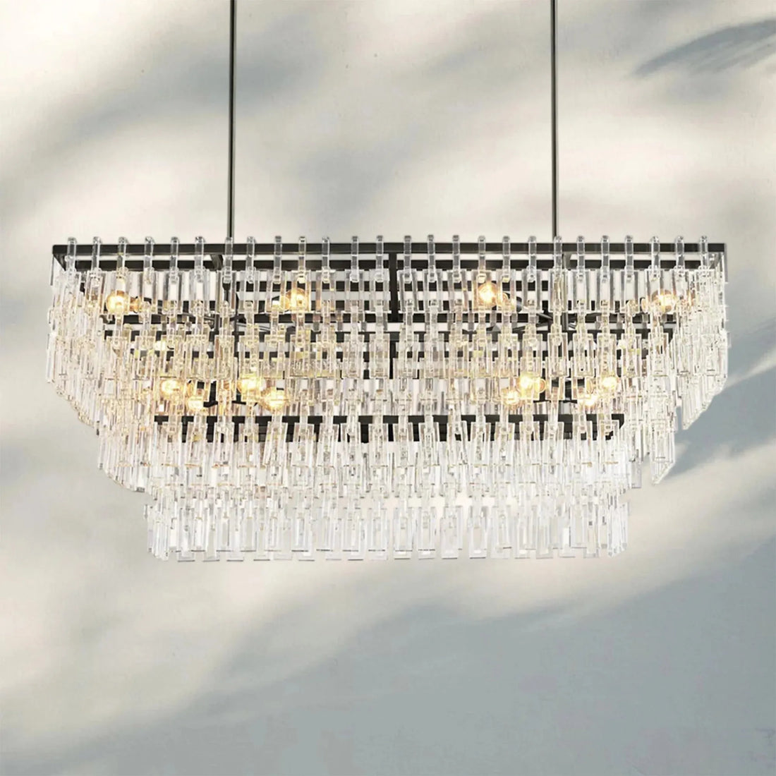 Marigan Multi-Tier Rectangular Chandelier 60" 72"-60"-Lacquered Burnished Brass-