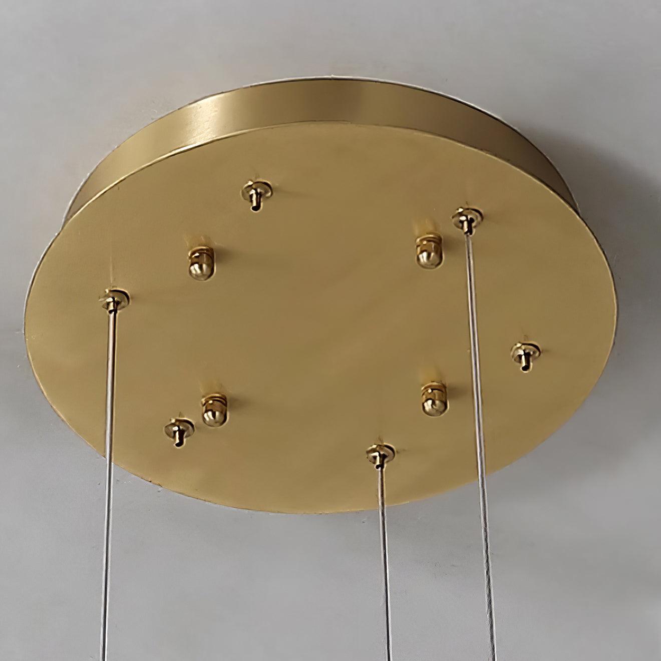 Marika Alabaster Chandelier - ∅ 19.6″ x H 3.1″ / Dia 50cm x H 8cmBrass & White AlabasterWarm WhiteTrivellolab
