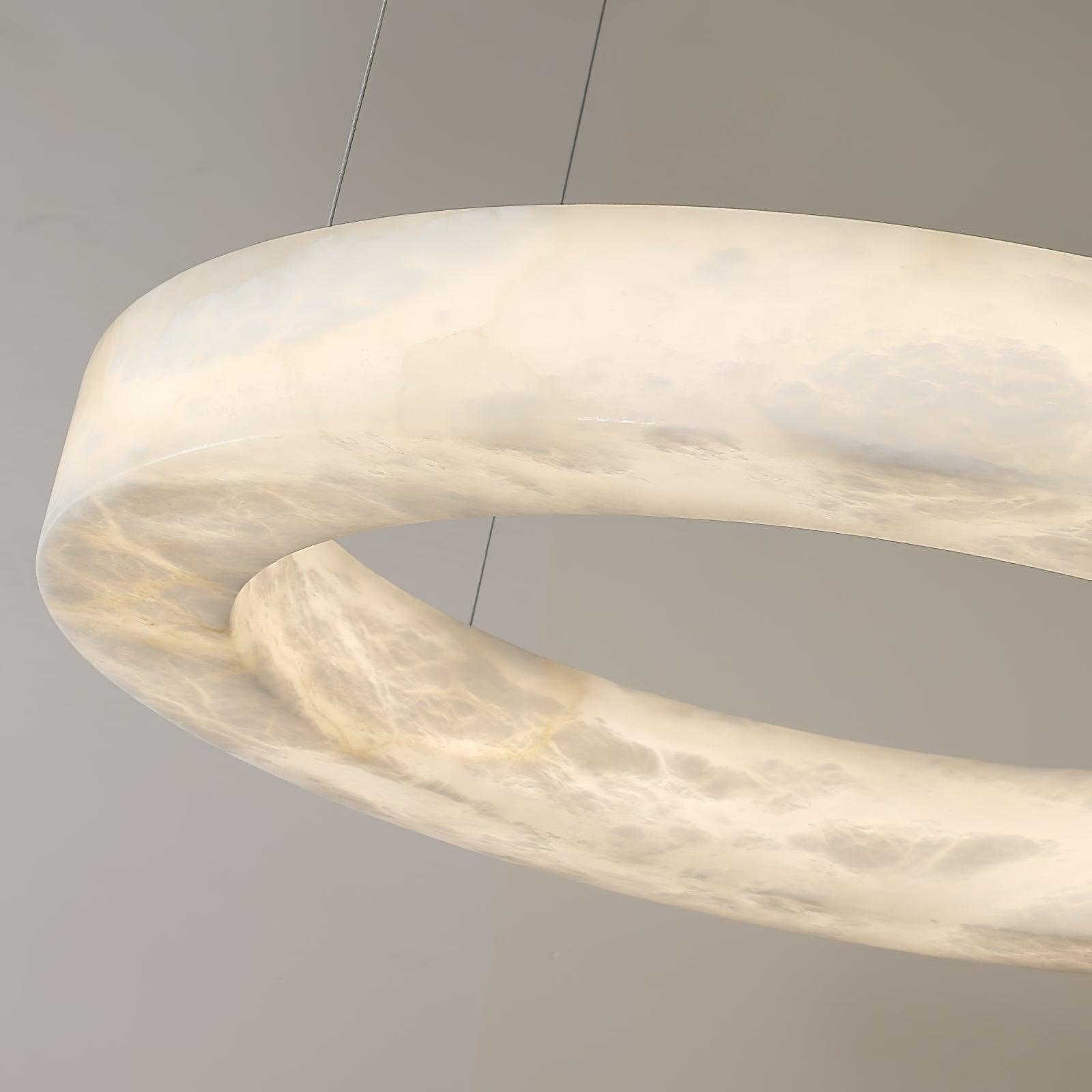 Marika Alabaster Chandelier - ∅ 19.6″ x H 3.1″ / Dia 50cm x H 8cmBrass & White AlabasterWarm WhiteTrivellolab