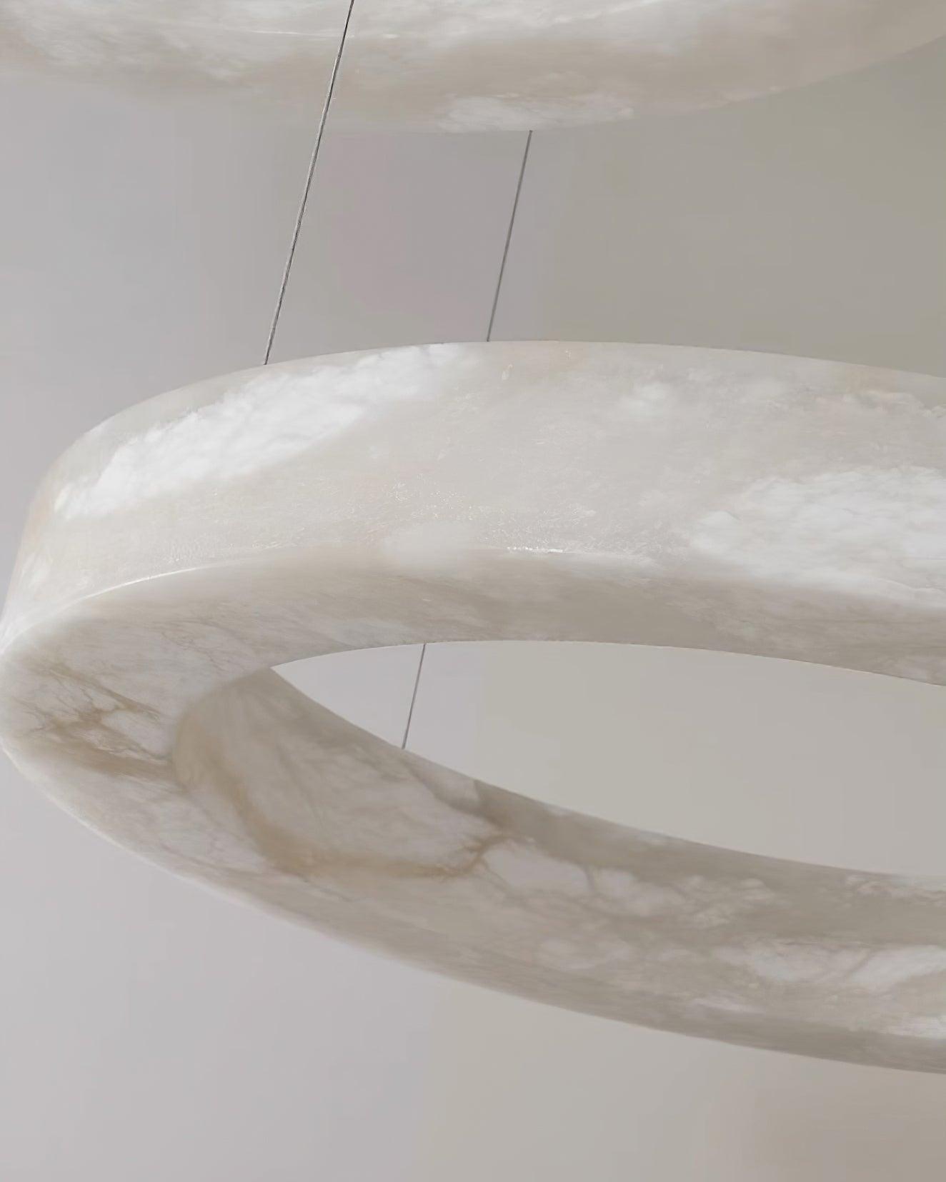 Marika Alabaster Chandelier - ∅ 19.6″ x H 3.1″ / Dia 50cm x H 8cmBrass & White AlabasterWarm WhiteTrivellolab