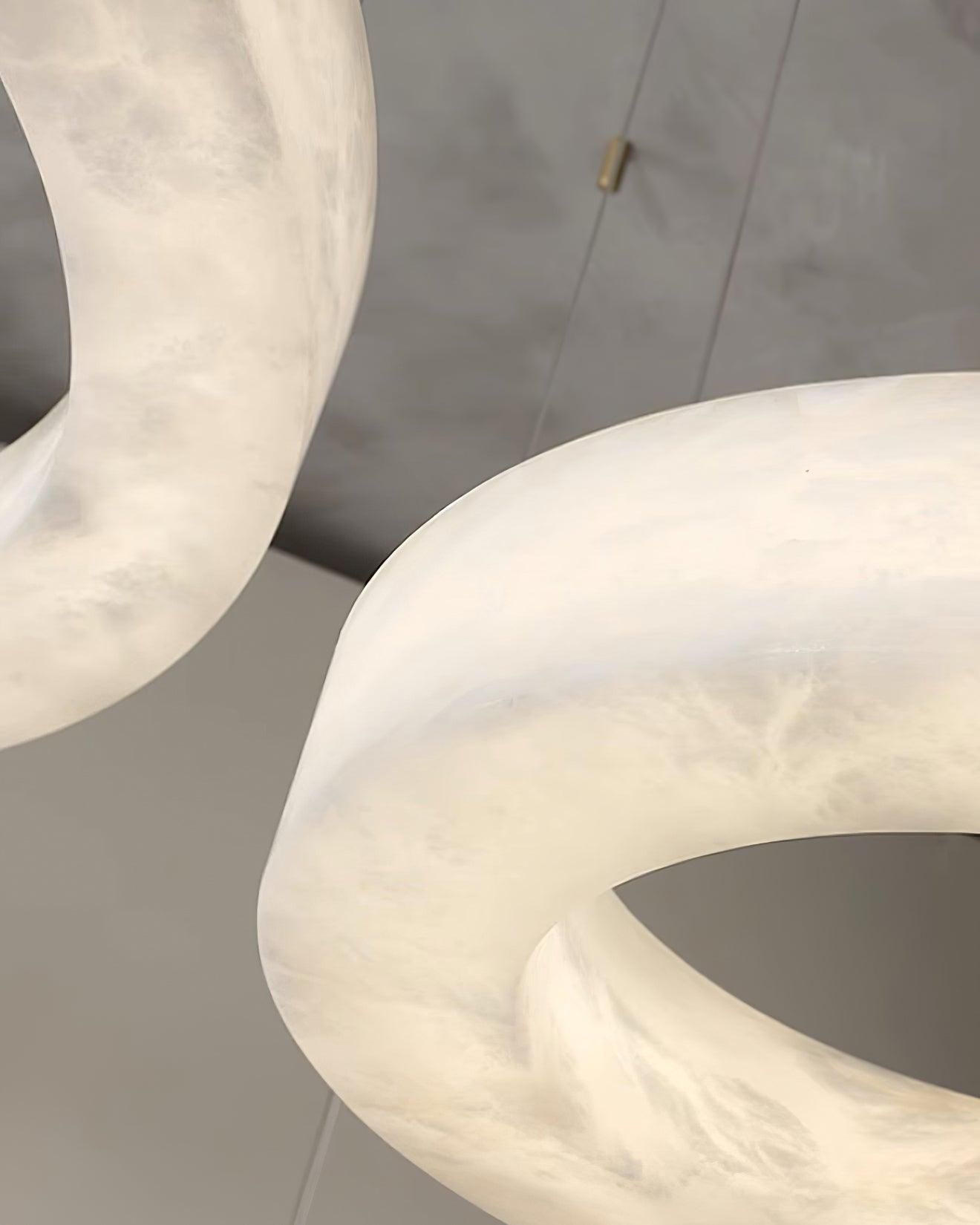 Marika Alabaster Chandelier - ∅ 19.6″ x H 3.1″ / Dia 50cm x H 8cmBrass & White AlabasterWarm WhiteTrivellolab