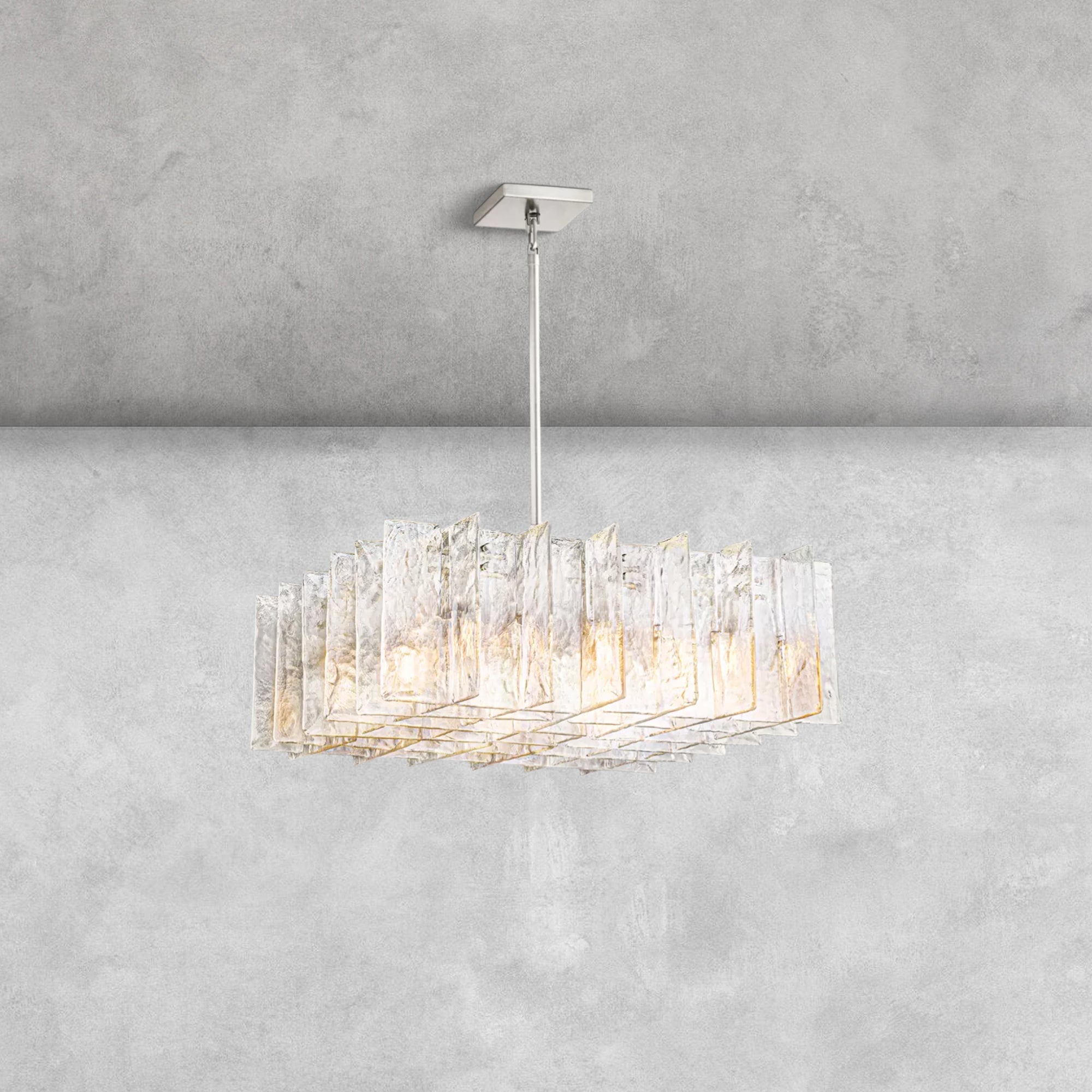 Haetic Clear/Smoke Class Square Chandelier 37''