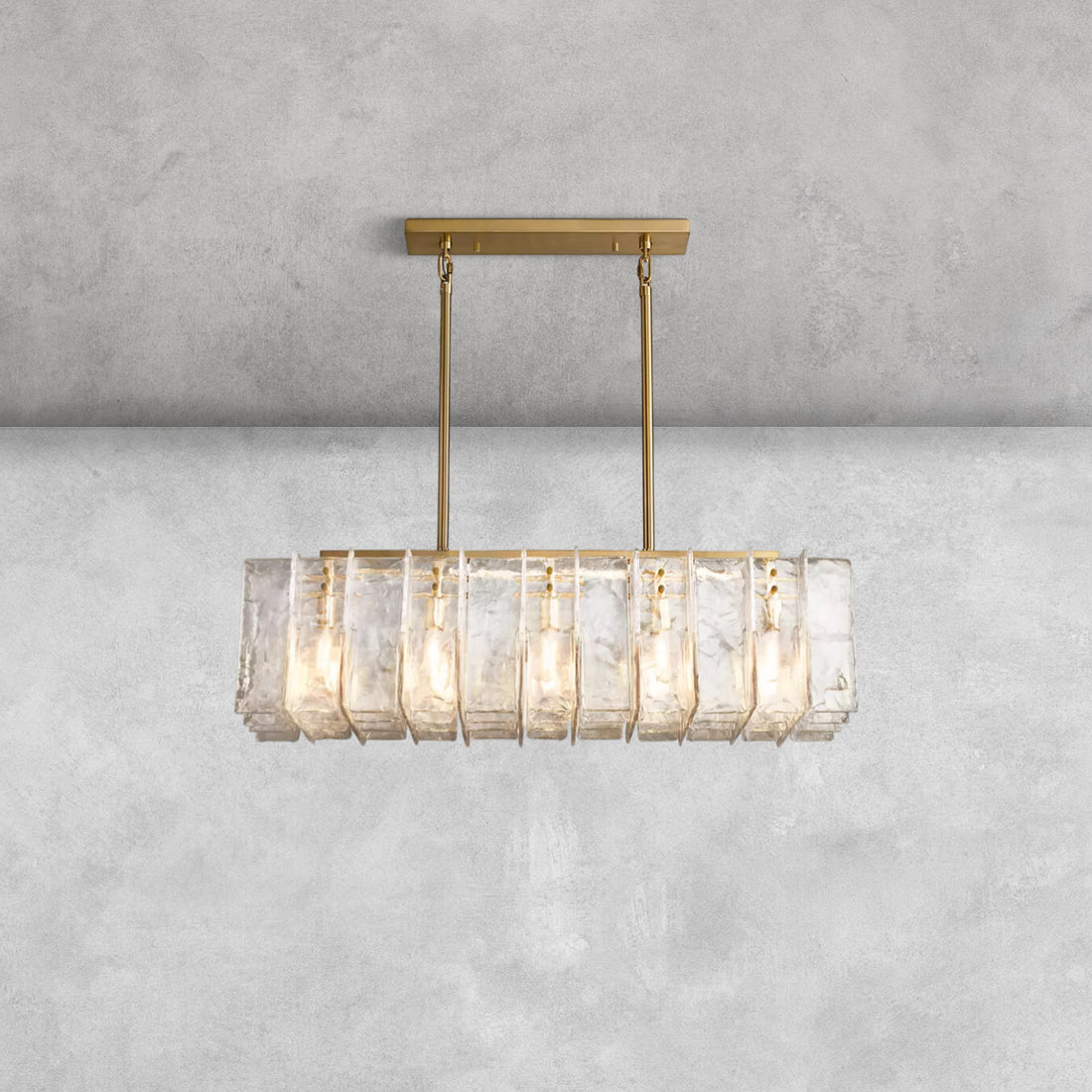 Lattic Smoke Glass Rectangular Chandelier 49'' 67''-Blushlighting