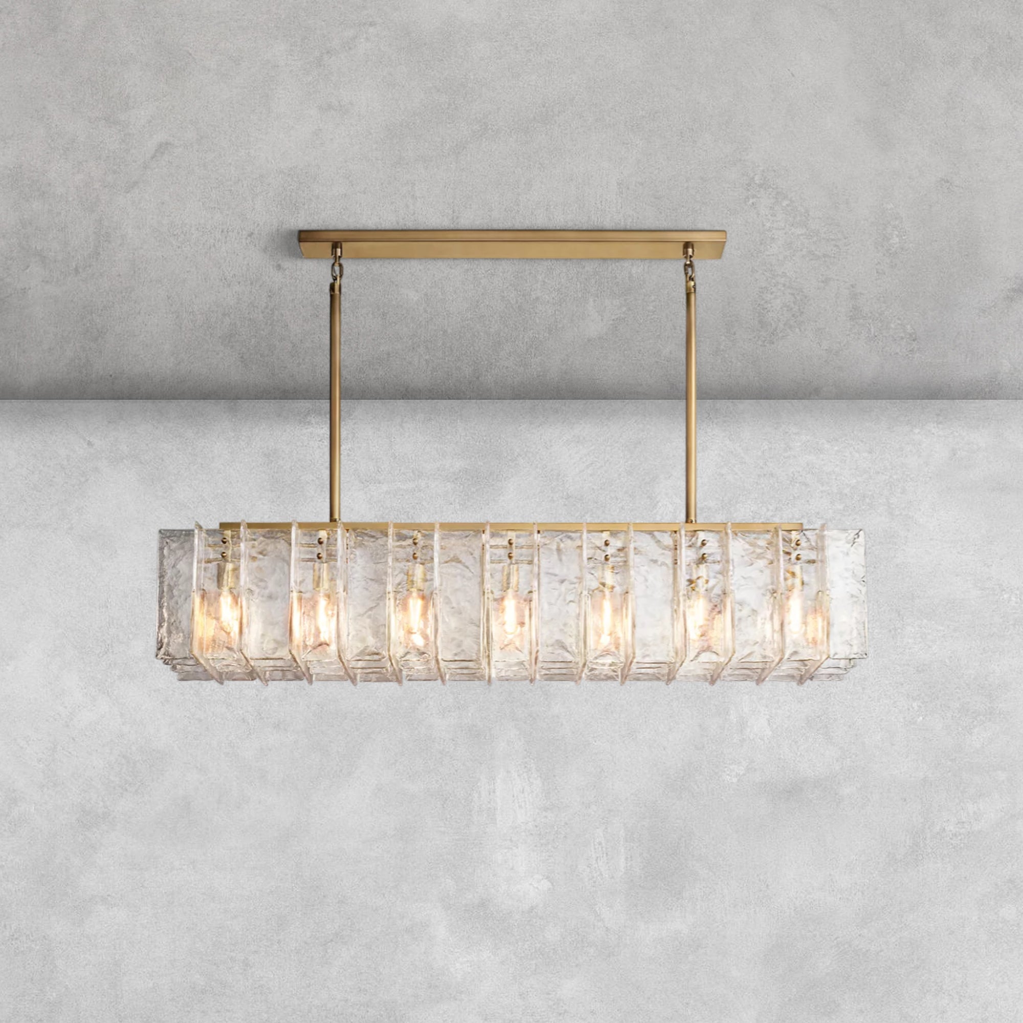 Haetic Smoke Glass Rectangular Chandelier 49'' 67''