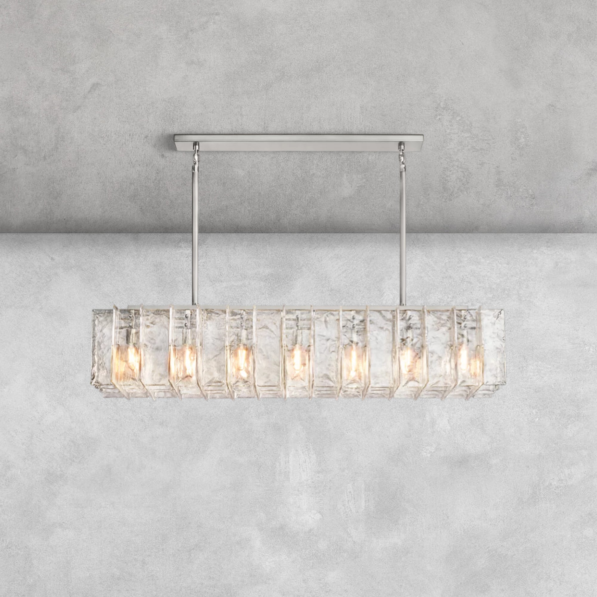 Haetic Smoke Glass Rectangular Chandelier 49'' 67''